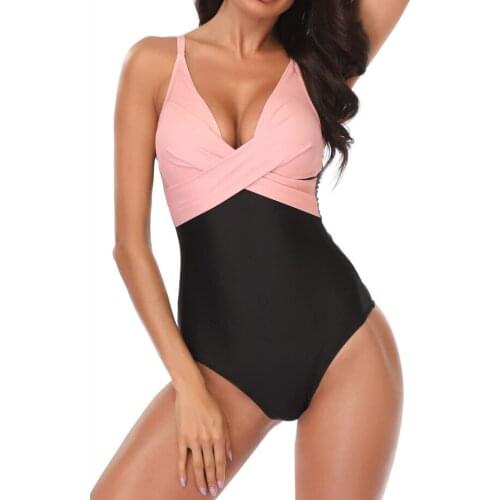 Striped Print All-in-one Crossover Womens Swimsuit Bikini 2021 Sexy Stitching High Waist Swimsuit One-piece Triangle Swimsuit