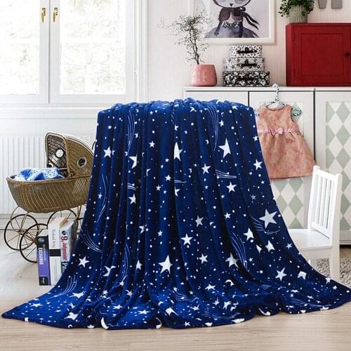 Star Blanket Super Soft Warm Solid Warm Micro Plush Fleece Blanket Throw Rug Sofa Bedding Galxy Blanket Blue Flannel Bedding Set