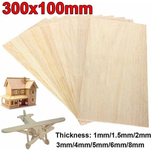 10Pcs Balsa Wood Sheets Wooden Plate 300*100mm For DIY House Ship Craft 300*100