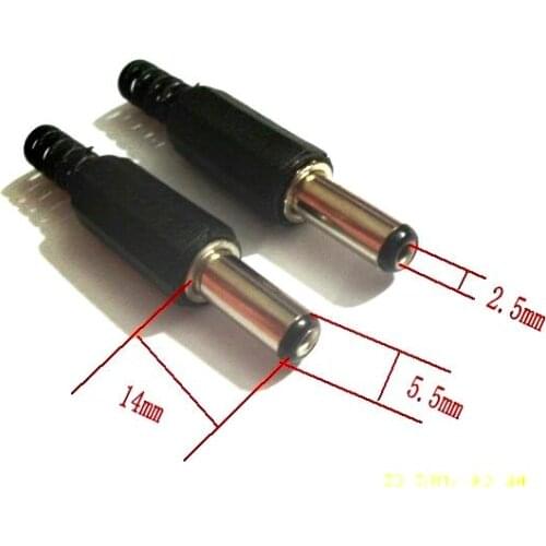 100pcs x 2.5 x 5.5 mm AC/DC Power Male Plug Jack Adapter