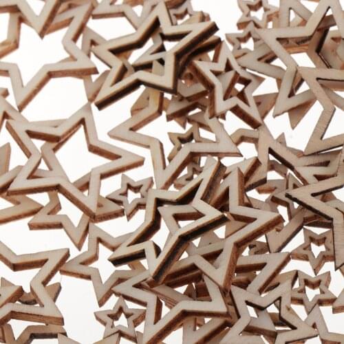 100 Pieces Natural Wood Unfinished Cutout Slices for DIY Crafting Decoration