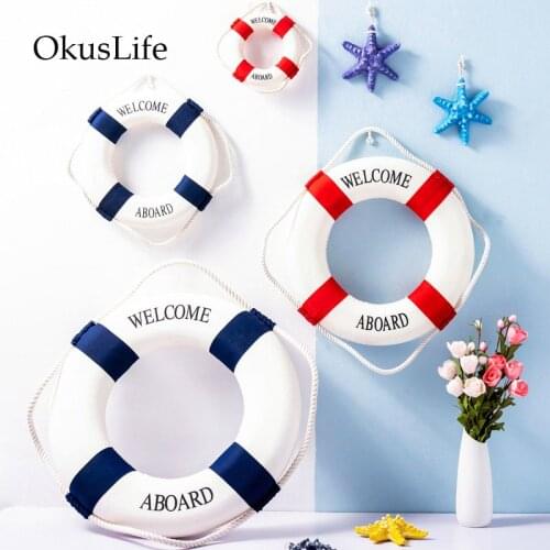 2PCS Set European Style Swim Ring Wall Hanging A pair life buoy For Home Decoration Bar Shop Decorate Kids Bedroom Marine theme