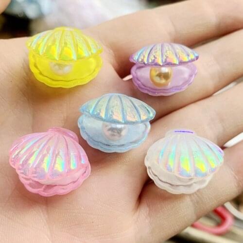 20*23mm Resin Bling Colorful Paillette Pearl 3D Shell Flatback Rhinestone Appliques Ornament DIY Wedding Scrapbook Craft 20pcs