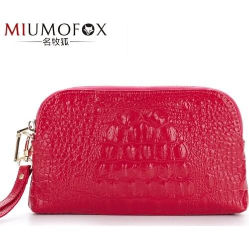 2019 Hot Sale Fashion Cow Leather Women Bag Alligator-grained Womens Handbags Pouch Evening Party Bags Women Wallet Day Clutch
