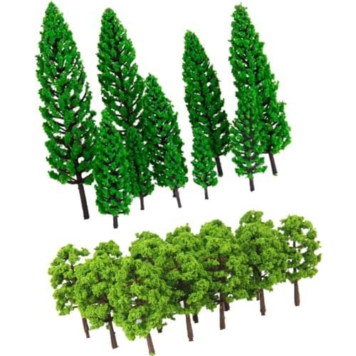 30Pcs Green Model Trees Painted HO N Layout For Diorama Architecture