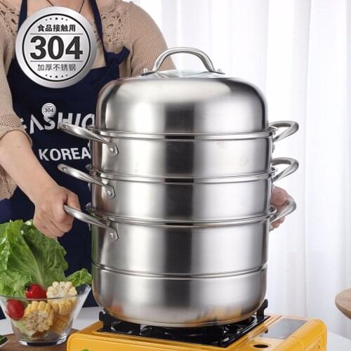 304 upset Stainless steel steamer Three layers of a pot After the bottom Soup pot multi-function instant pot accessories