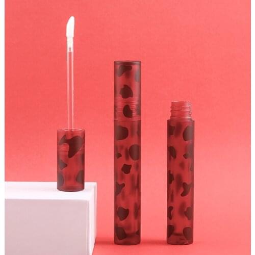 4ml New Red Mix Frosted Empty Plastic Lip Gloss Tube Round Cosmetic Lipgloss Refillable Packing Container Matte Lip Balm Bottle