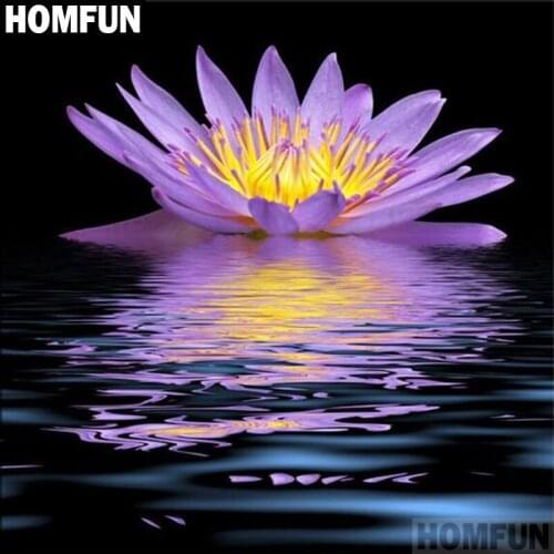HOMFUN Full Square/Round Drill 5D DIY Diamond Painting "Lotus lake" Embroidery Cross Stitch 5D Home Decor Gift A06663