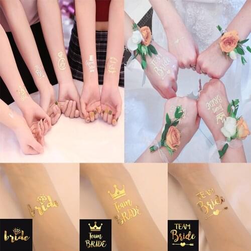 Amawill Gold Silver Fashion Fake Tattoos Sticker Wedding Decorations Make Up Body Art Flash Tattoo Sticker Decals Bride Tribe 8