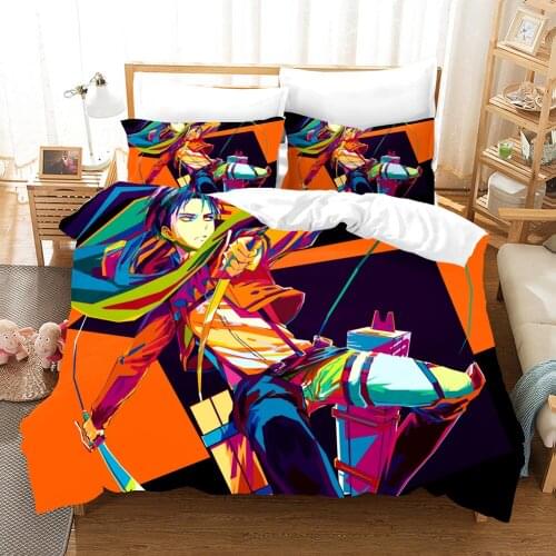 Attacking Giant 3D Printed Anime Bedding Set For Boys Queen Comforter Duvet Cover 240x220 Video Game Kids Bed Linen
