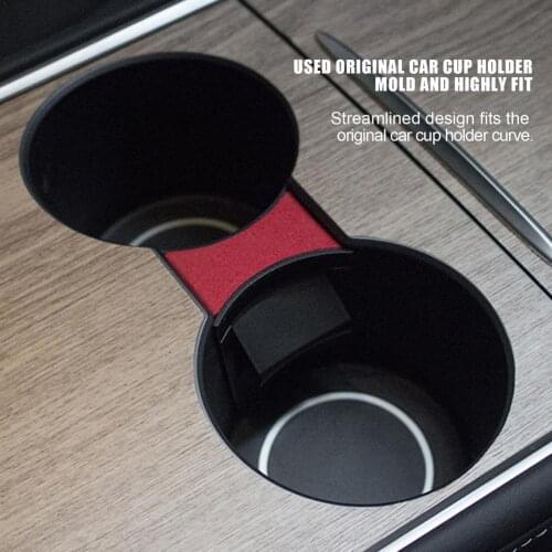 Car Cup Holder Plug-in Piano Paint Divider Phone Holder Card Slot Clip Spring Clamp For Tesla Model 3/Y 2021 Cars Accessories