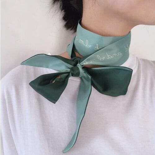Free shipping New female fashion Original green foal print cure small fresh literature and art strapping thin narrow strip scarf