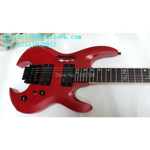 Free shipping new music instrument headless electric guitar in red with high quality initiative adapterization pickup 2101