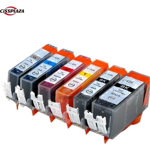 CISSPLAZA 6pcs PGI 425 COMPATIBLE ink cartridge for canon MG6240 MG8240 MG6140 MG8140 PGI425 cli426 GY