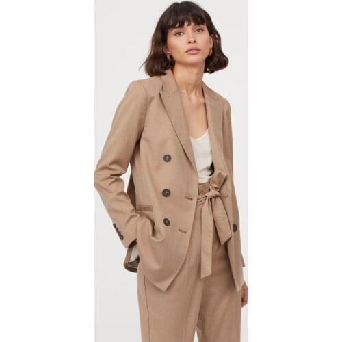Nice Quality Women Small Suit Office Lady Khaki Double-Breasted Blazers Elegant Fashion Coat Slim Stylish Tops Autumn