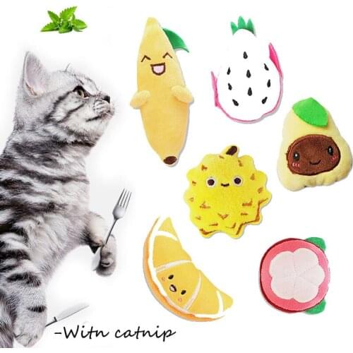 Cat Catnip Toys Plush Cute Fruit Shaped Pet Products for Kitten Cartoons PP Cotton Cat Accessories Pet Chewing Toy Cat Supplies