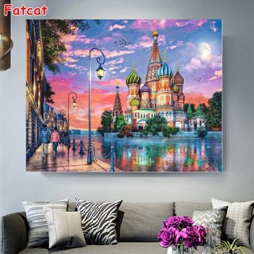 Full Square Drill Diamond Painting Cross Stitch 5D Embroidery Moscow Scenery Rhinestone Mosaic Home Decor Gift PP2488