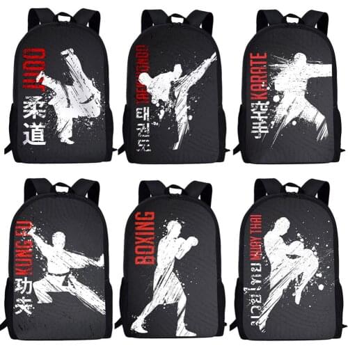 Cool Martial Art JUDO KARATE Printing School Bags For Teens Boys Girls 3D Taekwondo Kids Scool Backpacks Student sac