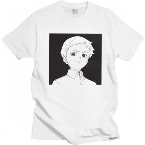 Cool Manga The Promise Neverland T Shirt Man Pre-shrunk Cotton Japan Anime Norman Tee Tops Short Sleeve Fashion Tshirt Merch