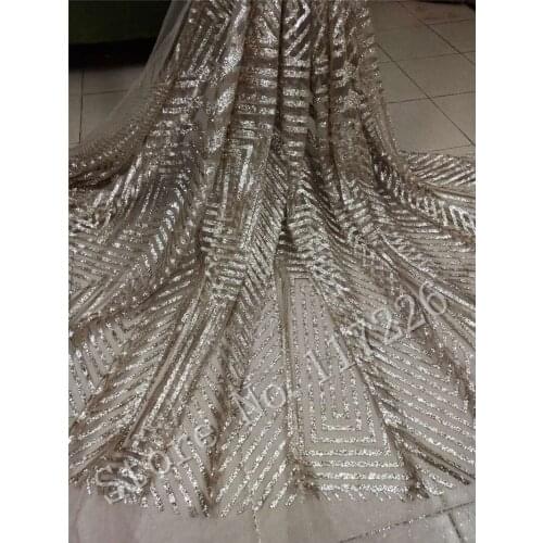 Top sale JRB-92703 glued glitter sequins lace fabric African French net tulle Lace Fabric for party dress