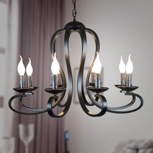 Wrought Iron Chandelier lighting Nordic American coutry Modern candle style Fixtures Vintage white/black Home Lighting E14