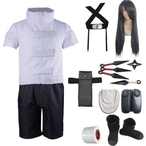 MMGG Anime Cosplay Hyuga Neji Cosplay Costumes Headband Wig Weapon Set For Child Adult Plus Size