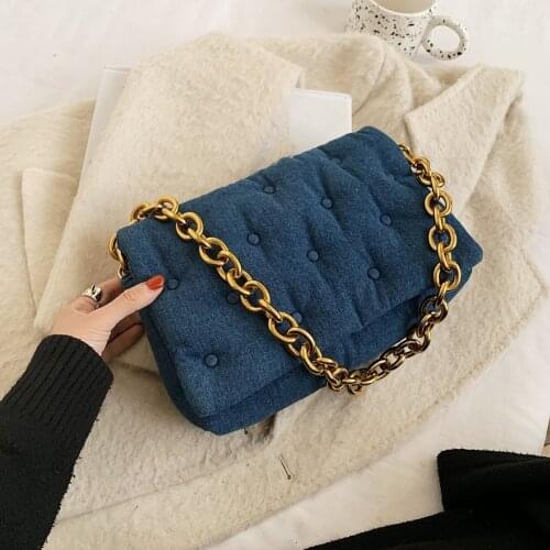 Fashion Exquisite Shopping Shoulder Bag Female Denim Top-handle Handbag Vintage Chain Casual Daily Underam Bags