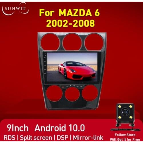Android Multimedia Player for Mazda 6 2002-2008 2 Din Car Radio Bluetooth Stereo Receiver GPS Navigation DSP 4G+64G Carplay WIFI