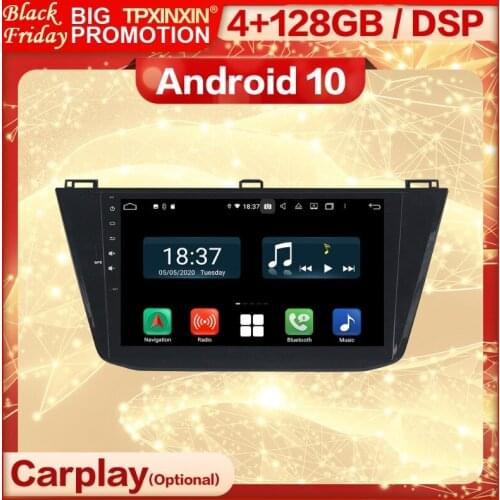 4+128G Carplay 2 Din Android 10 Screen Multimedia Stereo Receiver For VW Tigu 2016 2017 2018 BT GPS Radio Audio Player Head Unit