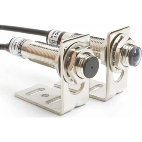 A Set 20 Meters NPN N/O E3F-20L Optoelectric Switch Infrared Proximity Sensor Brass Case M12