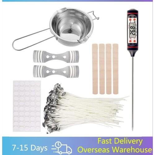 Candle Making Kit DIY Candle Craft Tools with Melting Pot 50pcs Candle Wick and Thermometer for Home Aroma Candle Making Tools