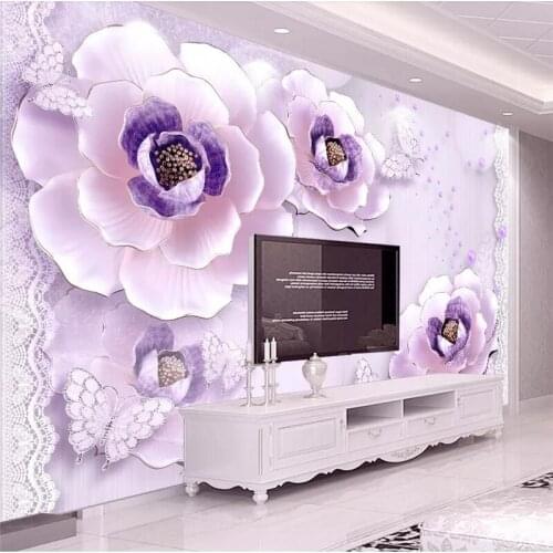 Wellyu Custom wallpaper 3d papel de parede photo murals stereo relief romantic purple peony European обои background wall paper