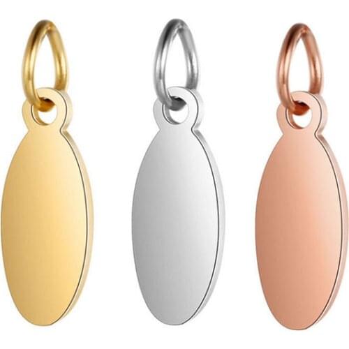 Wholesale 30pc/lot DIY Oval Stainless Steel Charms Pendant Ellipse Jewelry Components Girls Women Making Jewelry