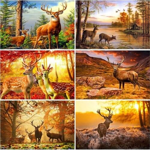 Full Square/Round Diamond Painting Elk 5D Cross Stitch Mosaic Embroidery Animals Rhinestone Pictures Diamond Art Kit Wall Art