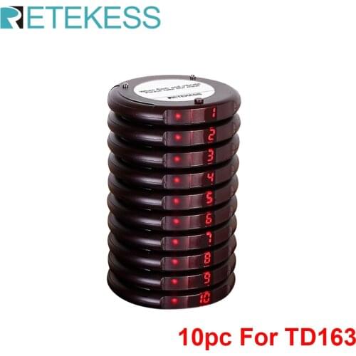 Retekess 10Pcs Coaster Pager Receivers For TD163 Restaurant Wireless Calling System Coffee Shop Church Clinic Beauty Salon