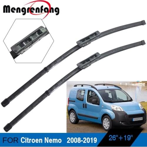 For Citroen Nemo Car Front Windscreen Wiper Blade Frameless Soft Rubber Wiper Blades Bayonet Arms 2008-2019