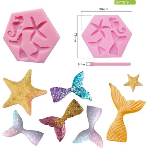 Mermaid Tail Starfish Silicone Mold for DIY Chocolate Candy Cake Decoration Plaster Ornaments Fondant Mould Kitchenware Baking