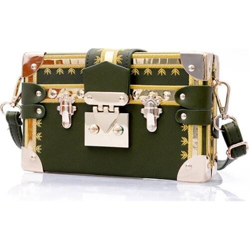 Retro Box Bags Girl Casual Cellphone Purse Metal Rivets Shoulder Handbag Women Small Square Flap Bags Luxury Brand Messenger Bag