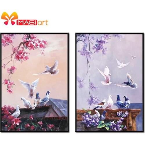 Cross stitch kits Embroidery needlework sets 11CT water soluble canvas patterns 14CT Chinese Style Flying Pigeon-NCMA005