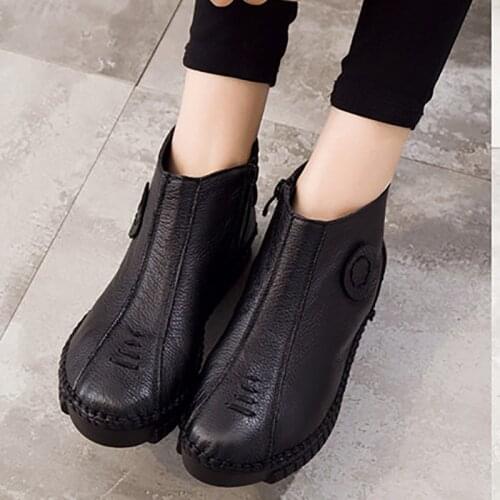 Ankle Womens Shoes Genuine Leather Autumn Boot Women Martins Boots Cowhide Flat With Footwear Woman Rome Sneakers 2020
