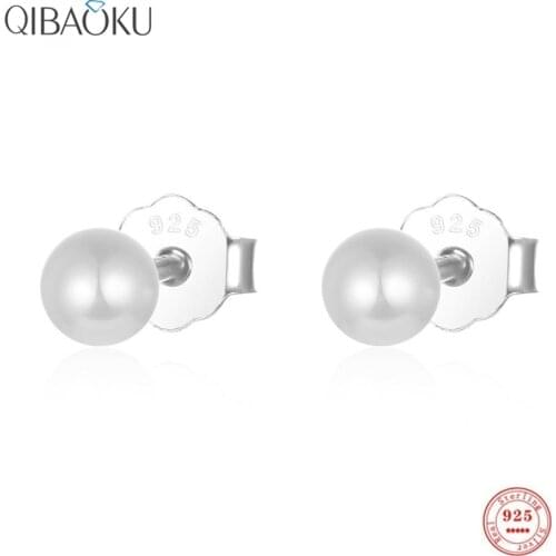 925 Sterling Silver Earrings White Pearl Mini Stud Earrings Classic Stylish Exquisite Ear Jewelry Gift for Women