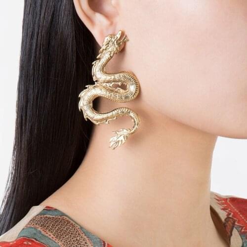 Punk Dragon Design Stud Earrings For Women 2020 Vintage Fiery Dragon Earrings Femme Bijoux