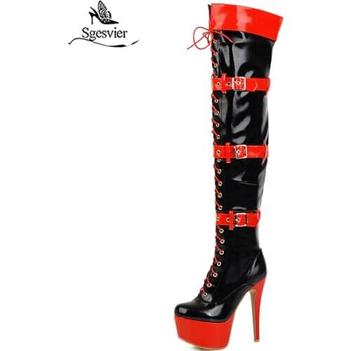 Sgesvier 2020 New thigh high boots women sexy thin high heels platform boots mixed colors party prom Night Club Shoes woman G758