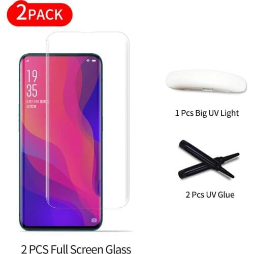 Liquid UV Full Glue Tempered Glass Film for OPPO Find X Full Screen Coverage 3D UV Light Nano Liquid Sceen Protector Film