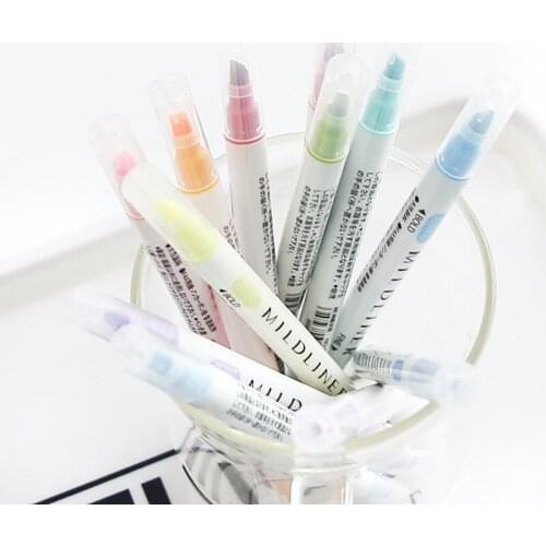 12-color double head highlighter set school office supplies pocket diary decoration light color marker pen