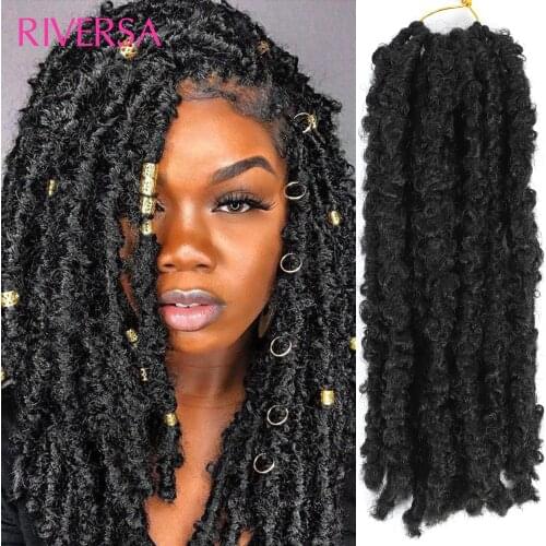 12" New Original Faux Butterfly Locs Crochet Hair Pre-looped Bob Distressed Soft Loks Crochet Braids Pre-Twisted Braiding Hair