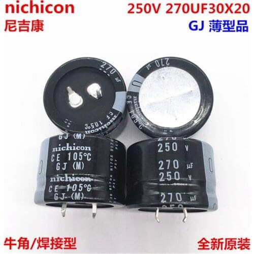 2PCS/10PCS 270uf 250v Nichicon GJ 30x20mm 250V270uF Snap-in PSU Capacitor