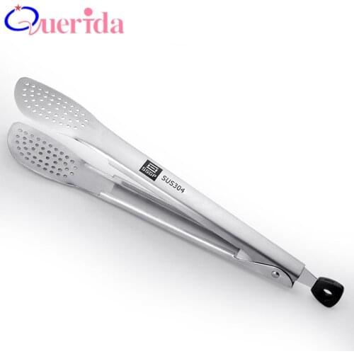 2Pcs/Set Quality 304 Stainless Steel Tongs Kitchen Food Tongs Kitchen Tools BBQ Clip Salad Baking Bread Anti-Hot Barbecue Tools