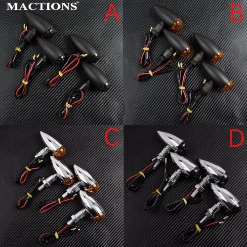 4PCS Black Chrome Smoke Amber 10mm Bullet Turn Signal Indicator Light For Harley Sportster Bobber Chopper For Honda For Yamaha