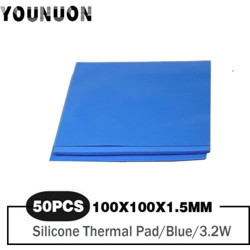 50 Pieces 100*100*1.5mm thickness Thermal Pad GPU CPU Heatsink Cooling Conductive Silicone Pad
